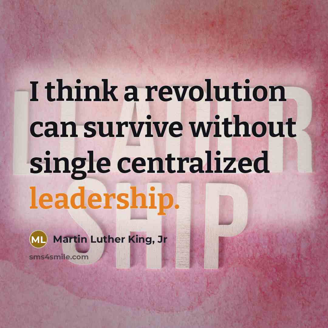 “I think a revolution can survive without single centralized leadership.…” quote by Martin Luther King, Jr