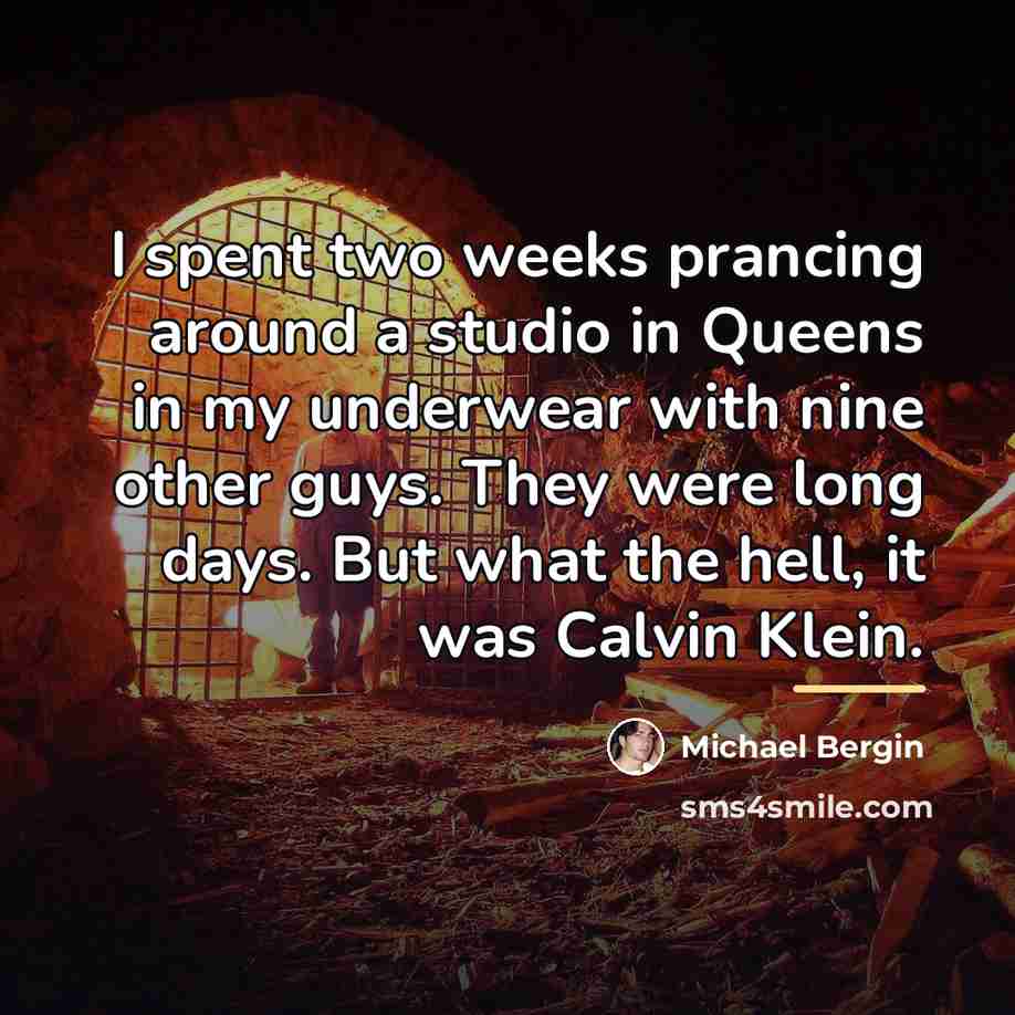 “I spent two weeks prancing around a studio in Queens…” quote by Michael Bergin