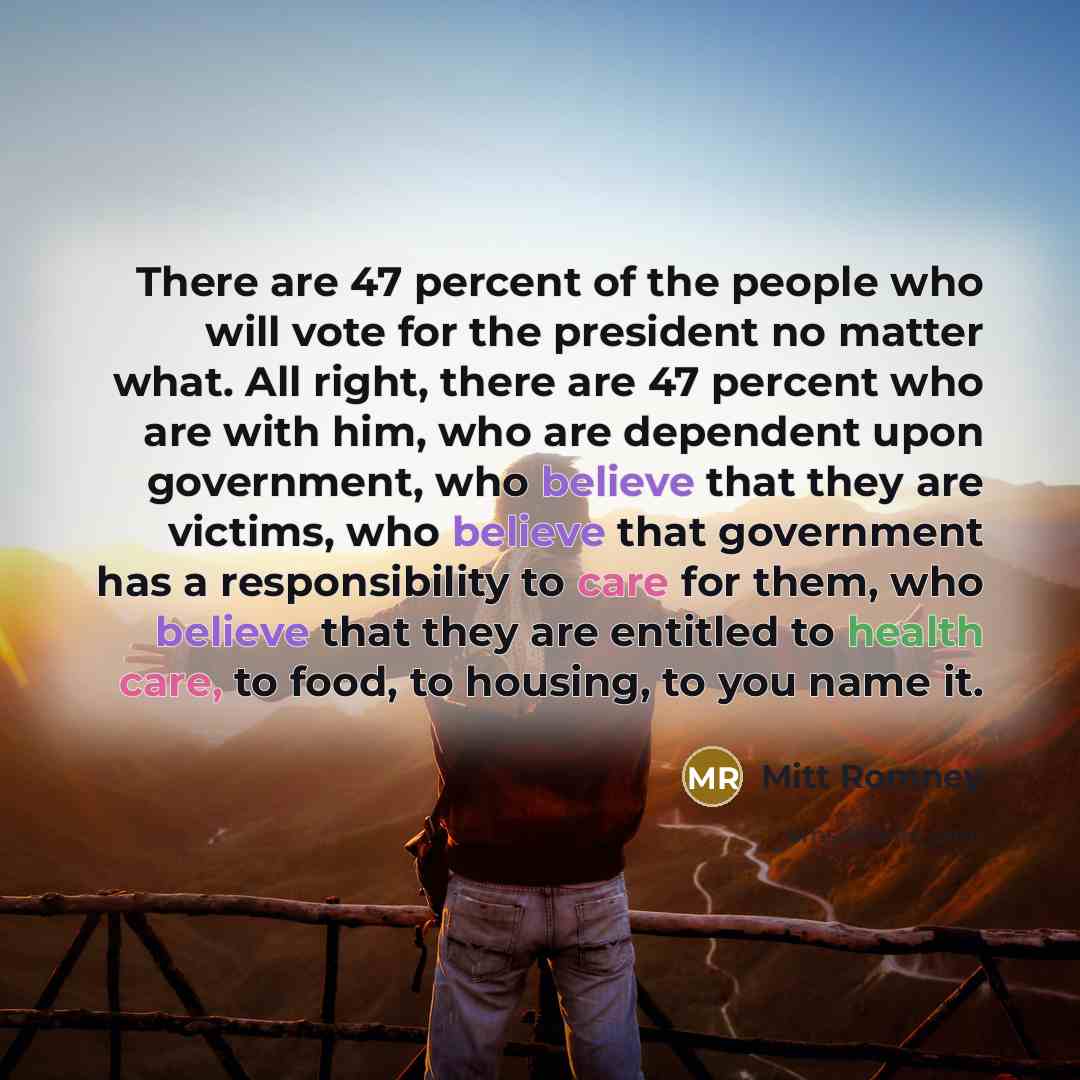 “There are 47 percent of the people who will vote…” quote by Mitt Romney