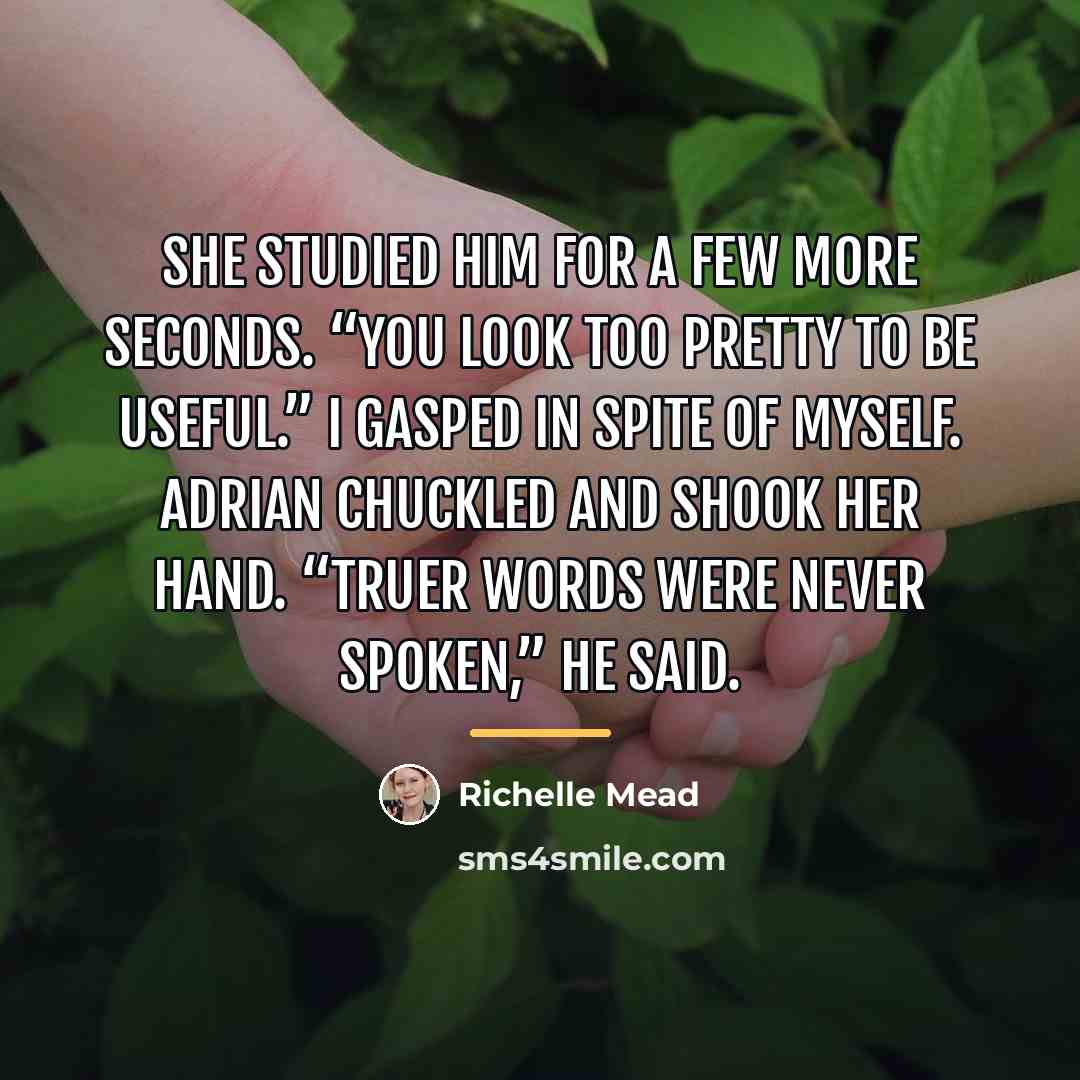 “She studied him for a few more seconds. “You look…” quote by Richelle Mead