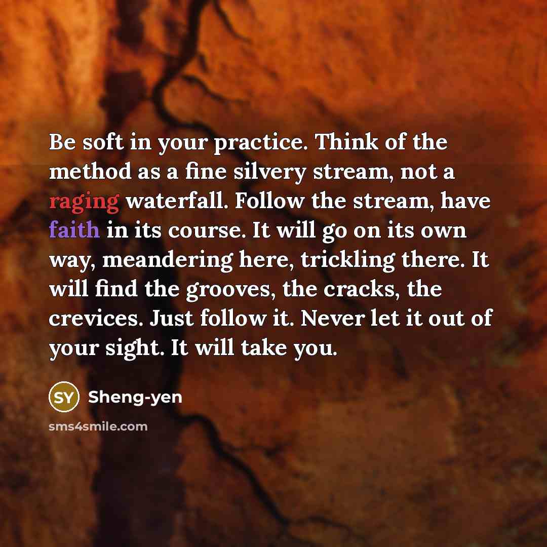 “Be soft in your practice. Think of the method as…” quote by Sheng-yen