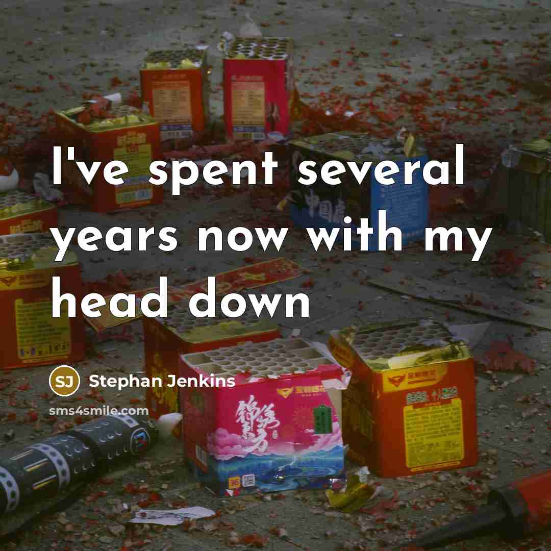 “I've spent several years now with my head down…” quote by Stephan Jenkins