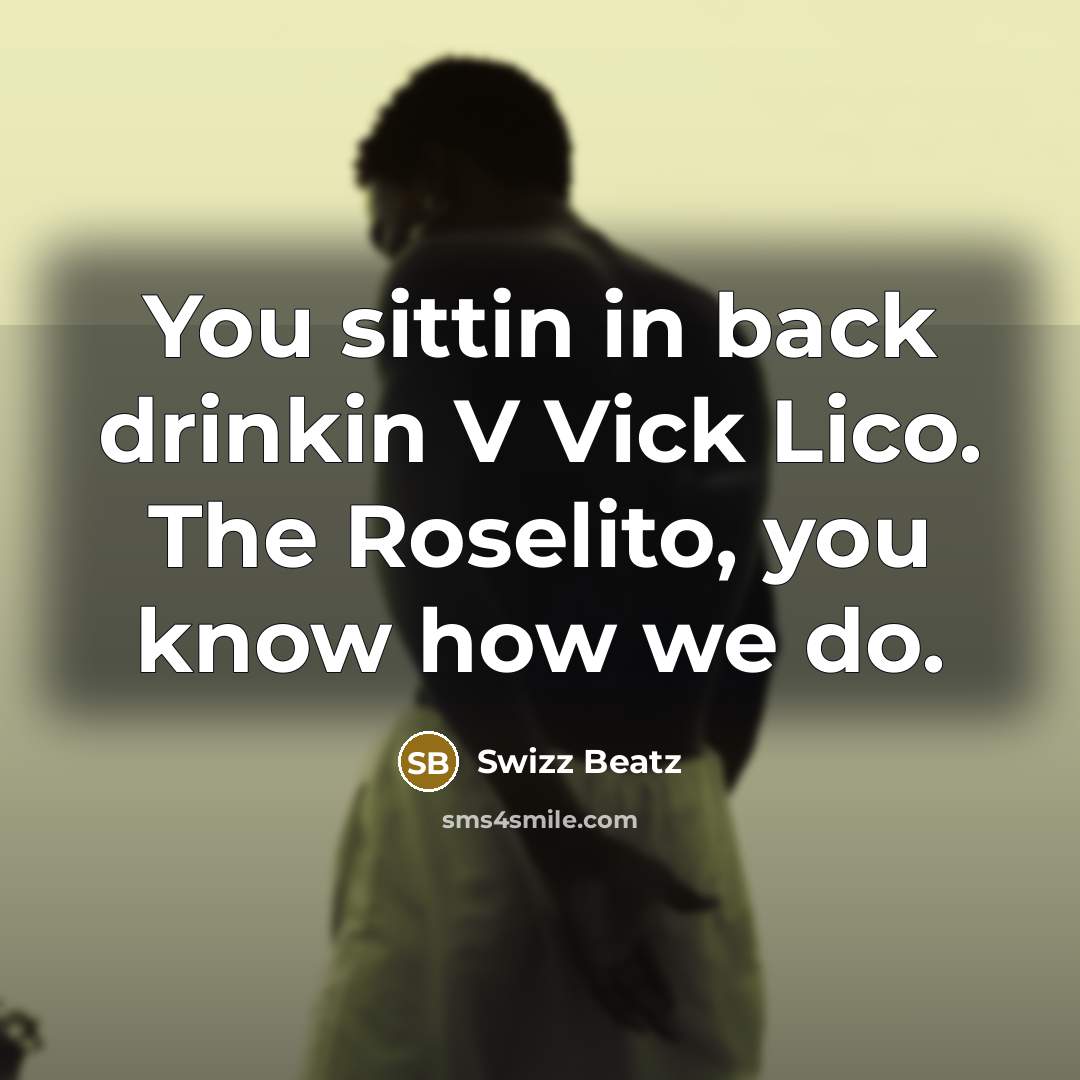 “You sittin in back drinkin V Vick Lico. The Roselito, you know how we do.” quote by Swizz Beatz