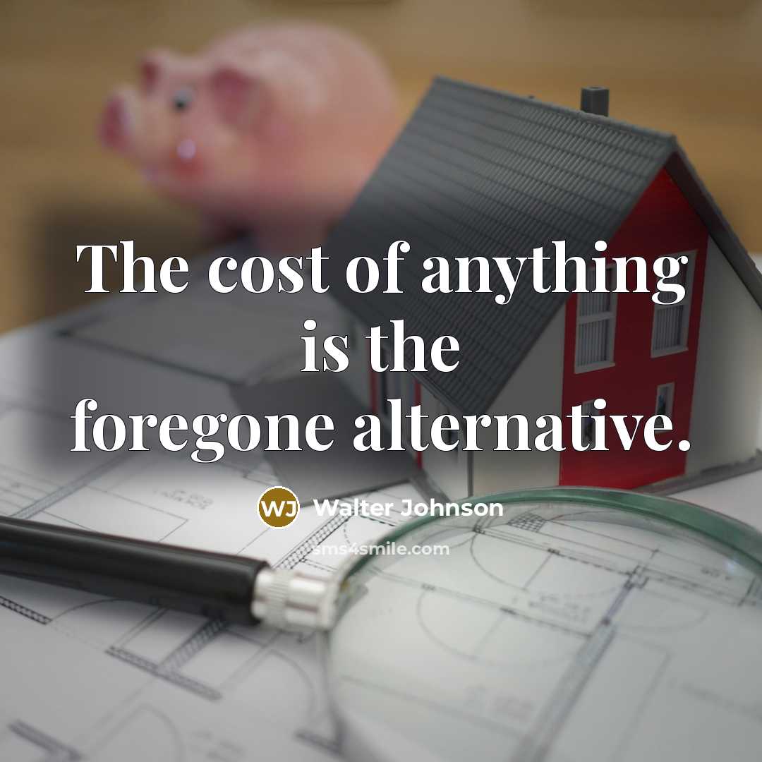 “The cost of anything is the foregone alternative.” quote by Walter Johnson