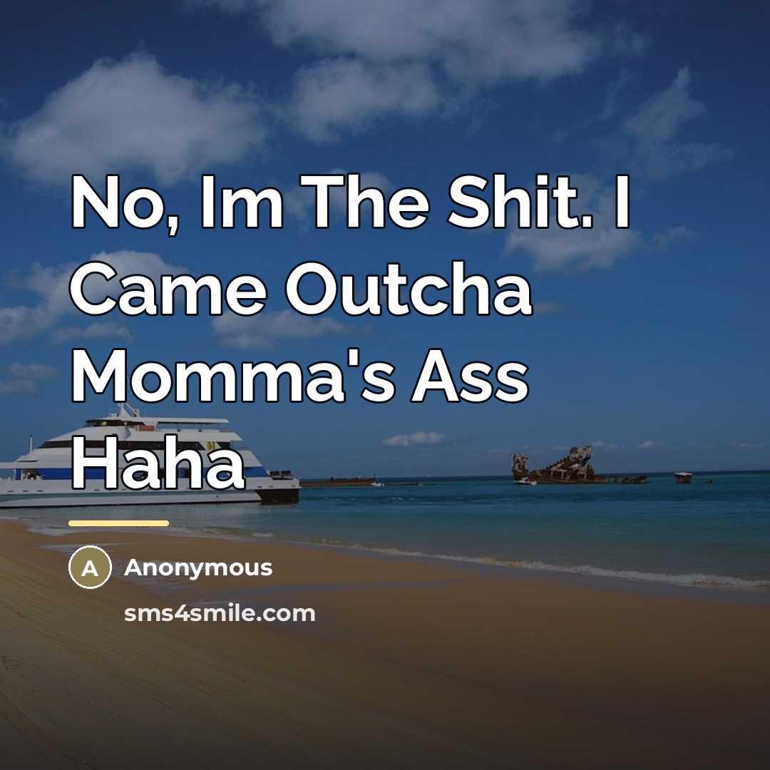 “No, Im The Shit. I Came Outcha Momma's Ass Haha…” quote by Anonymous