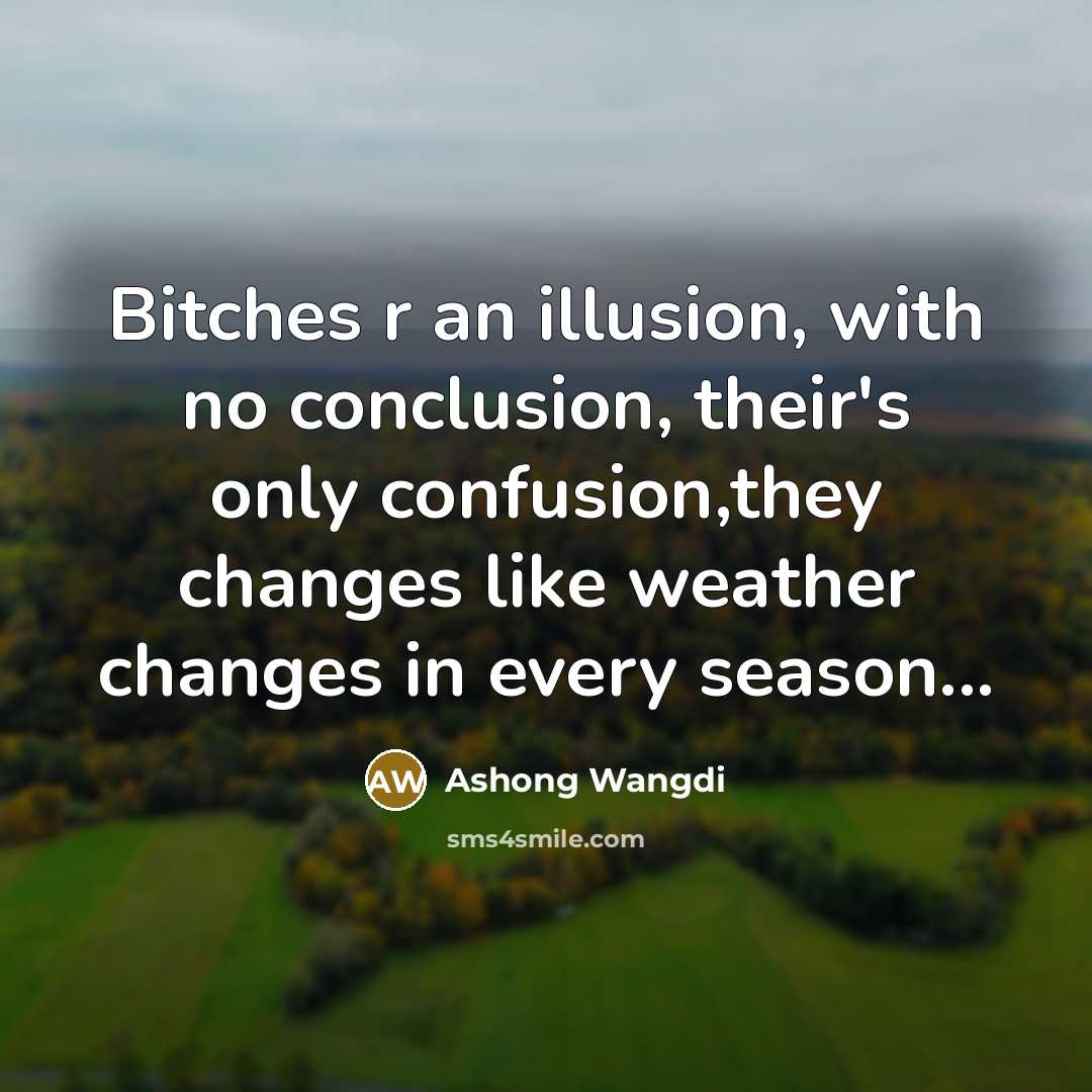 “Bitches r an illusion, with no conclusion, their's only confusion,they…” quote by Ashong Wangdi