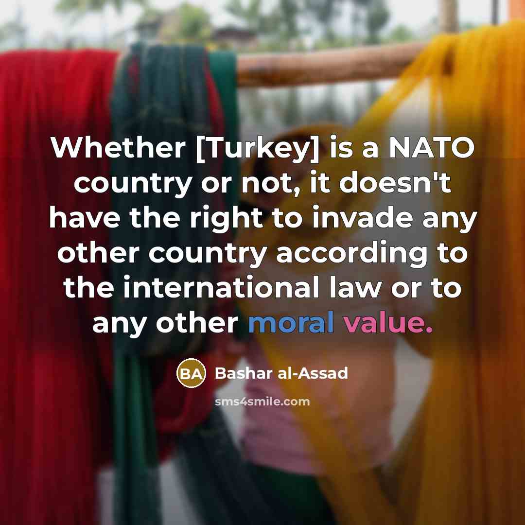 “Whether [Turkey] is a NATO country or not, it doesn't…” quote by Bashar al-Assad