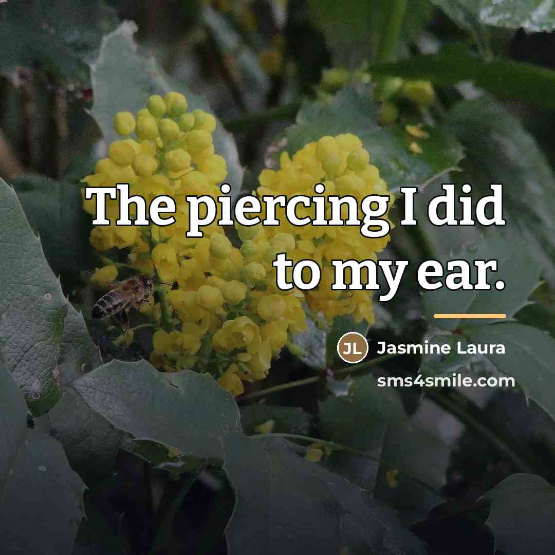“The piercing I did to my ear.…” quote by Jasmine Laura