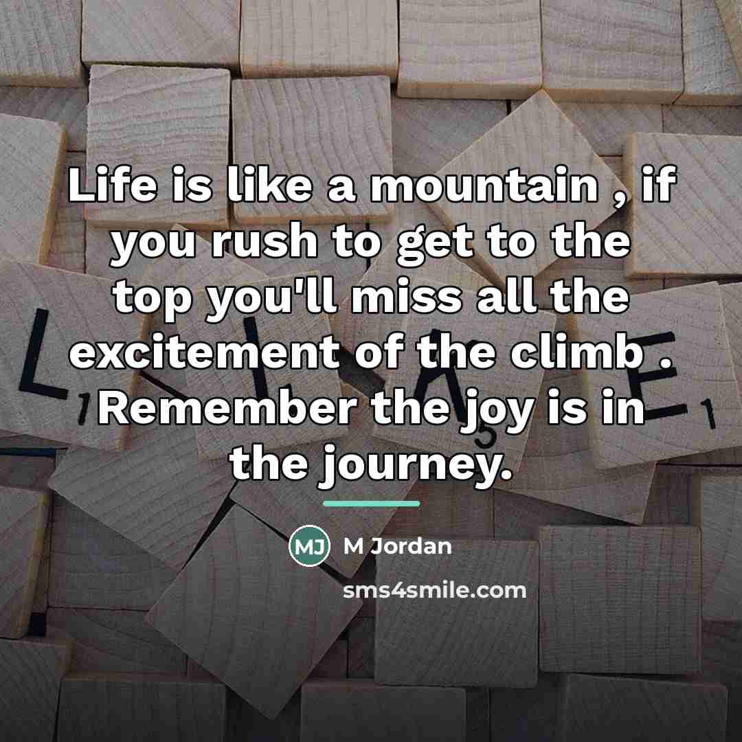 “Life is like a mountain , if you rush to…” quote by Anonymous