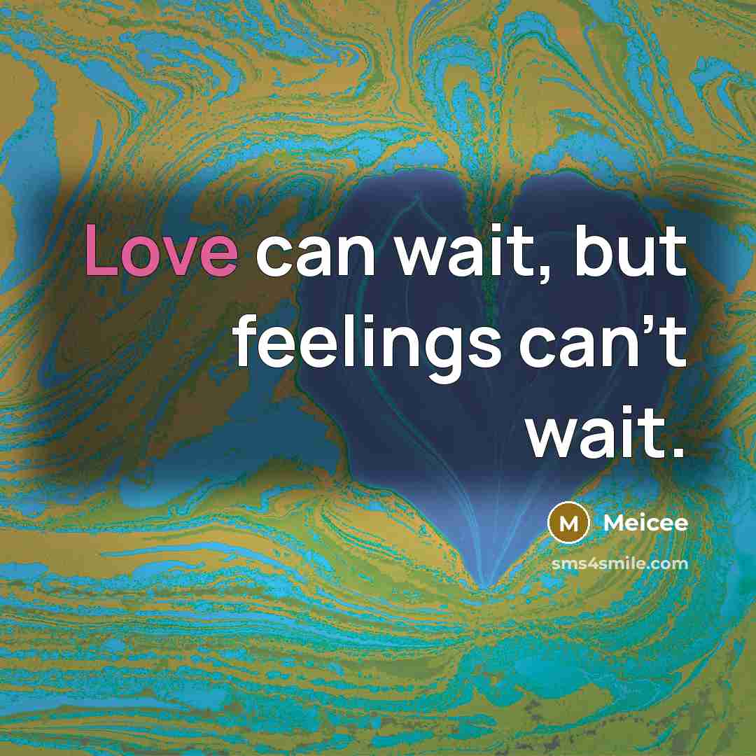 “Love can wait, but feelings can't wait.” quote by Meicee
