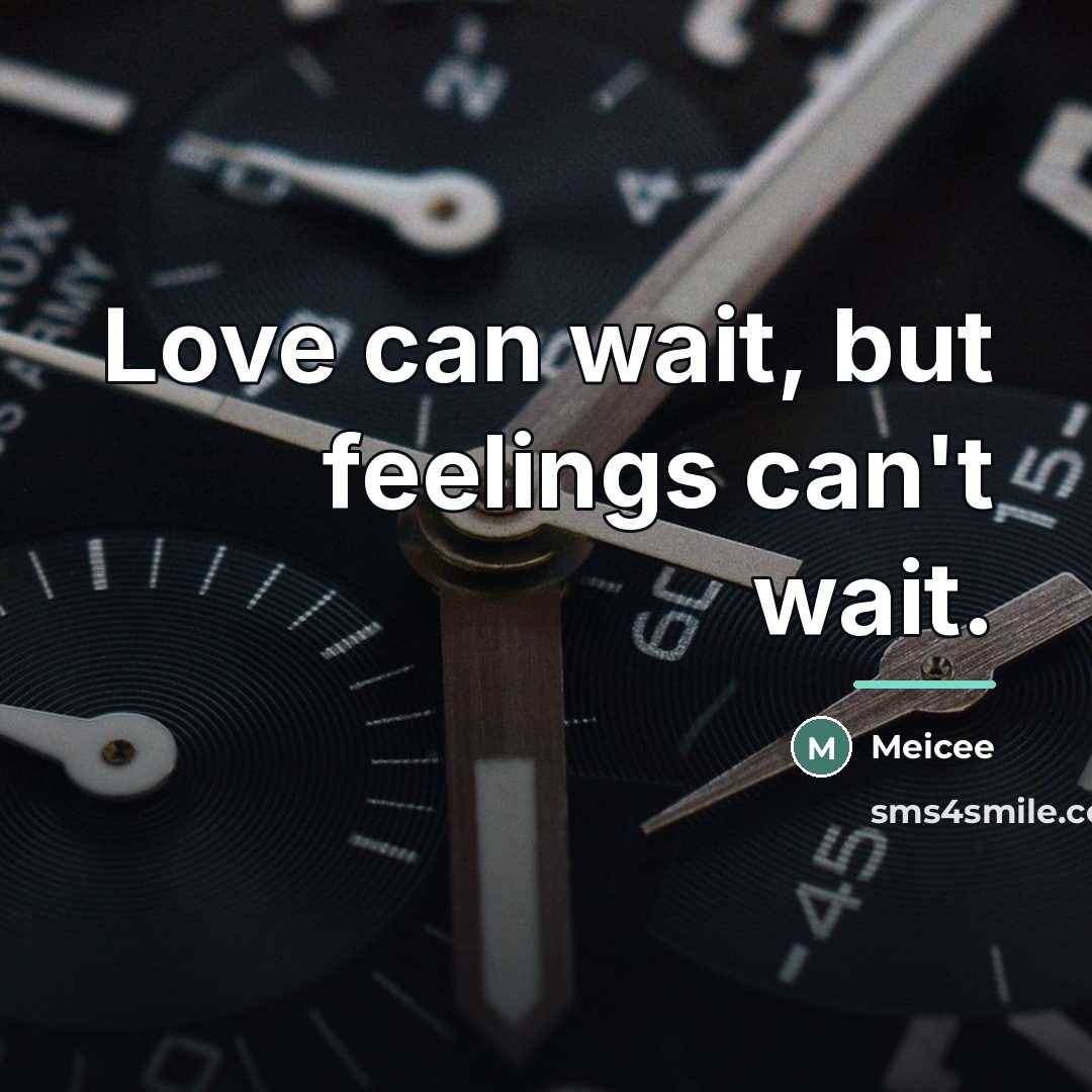 “Love can wait, but feelings can't wait.…” quote by Meicee
