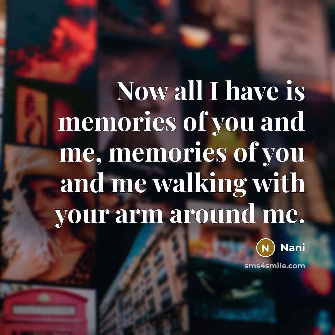 “Now all I have is memories of you and me,…” quote by Nani