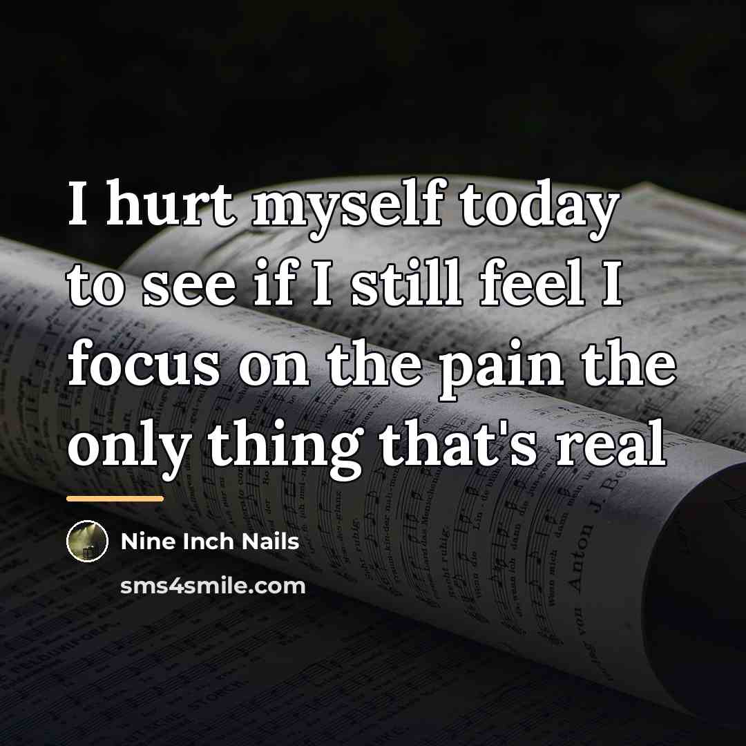 “I hurt myself today to see if I still feel…” quote by Nine Inch Nails