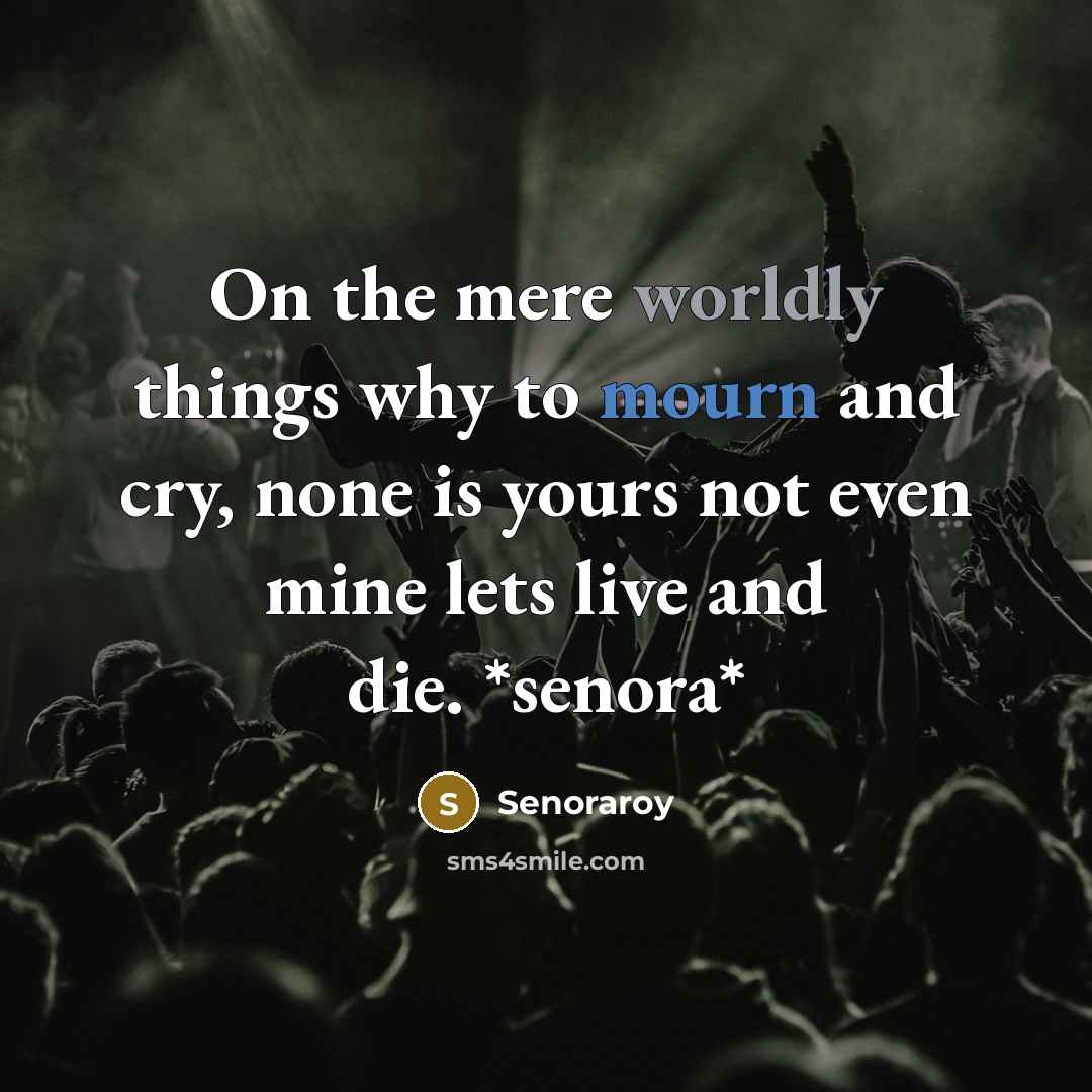 “On the mere worldly things why to mourn and cry, none is yours not even mine lets live and die. *senora*” quote by Senoraroy