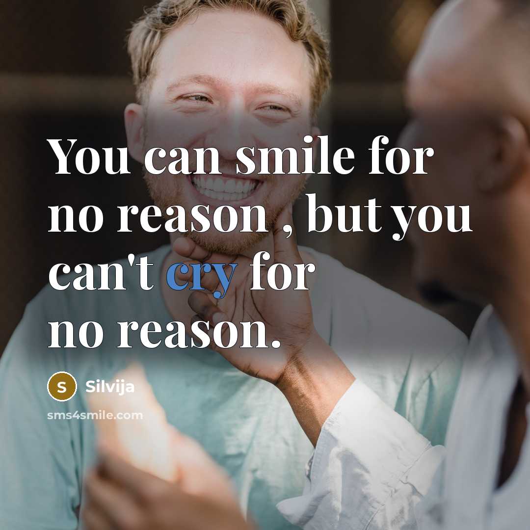 “You can smile for no reason , but you can't…” quote by Silvija