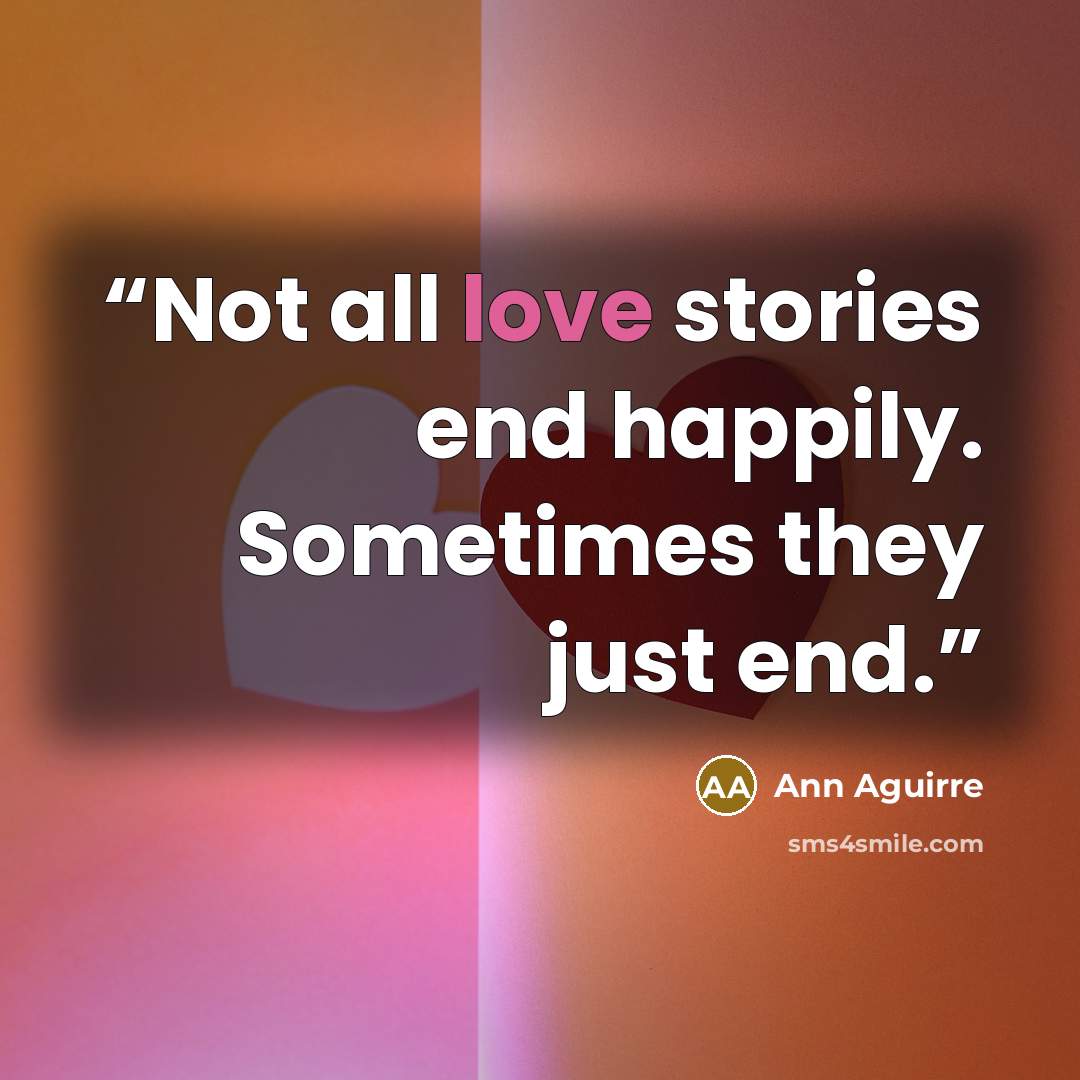 “Not all love stories end happily. Sometimes they just end.” quote by Ann Aguirre