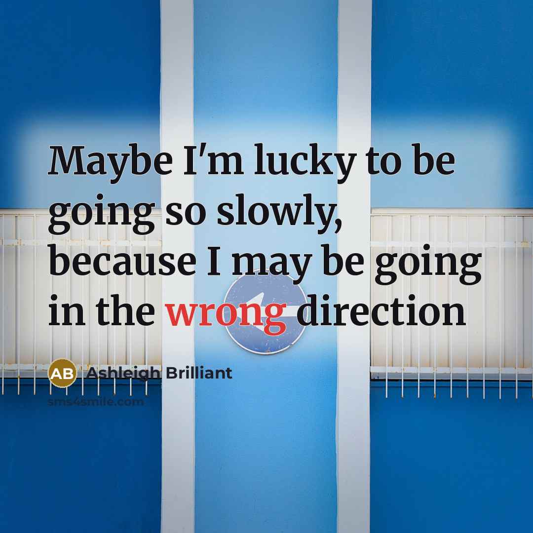 “Maybe I'm lucky to be going so slowly, because I…” quote by Ashleigh Brilliant