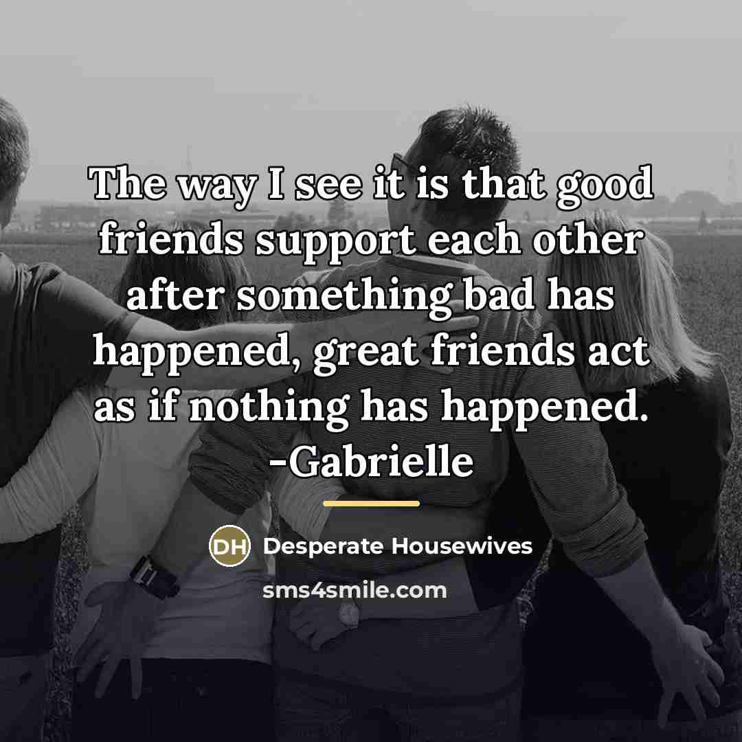 “The way I see it is that good friends support…” quote by Desperate Housewives