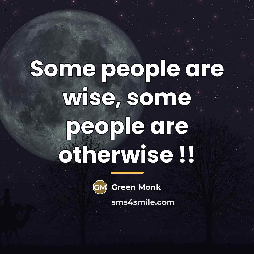“Some people are wise, some people are otherwise !!…” quote by Green Monk