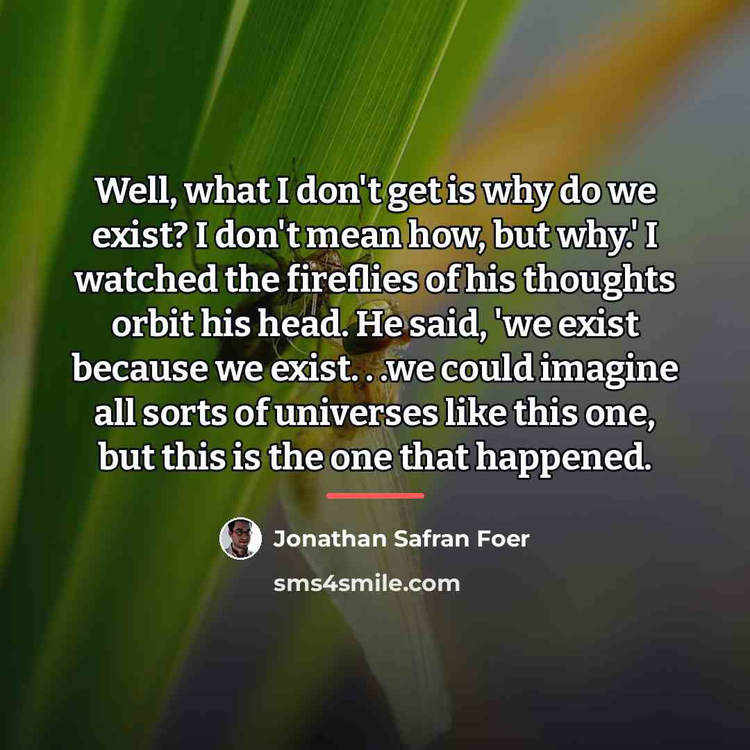 “Well, what I don't get is why do we exist?…” quote by Jonathan Safran Foer