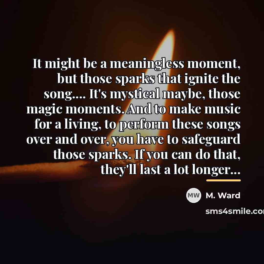 “It might be a meaningless moment, but those sparks that…” quote by M. Ward