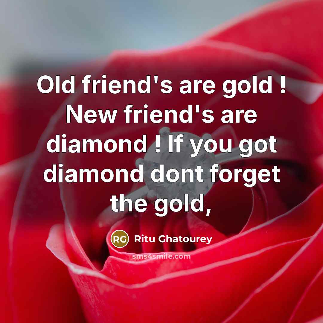 “Old friend's are gold ! New friend's are diamond ! If you got diamond dont forget the gold,” quote by Ritu Ghatourey