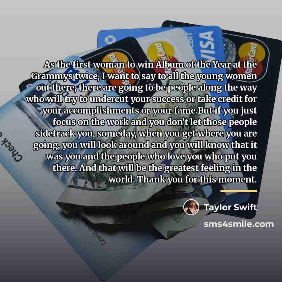 “As the first woman to win Album of the Year…” quote by Taylor Swift