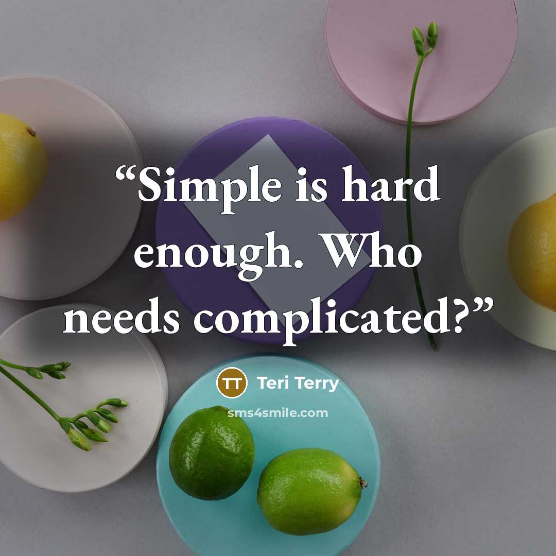 “Simple is hard enough. Who needs complicated?” quote by teri terry