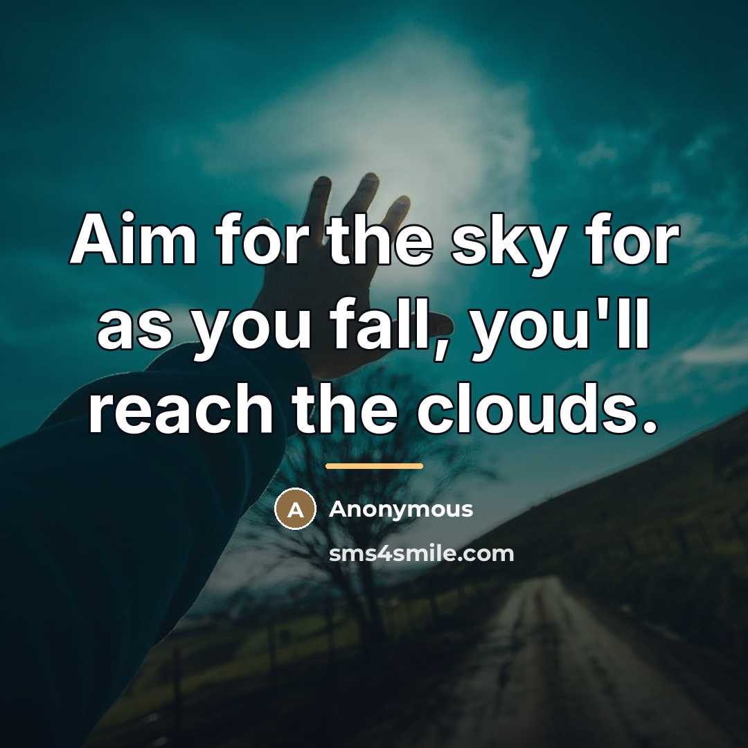 “Aim for the sky for as you fall, you'll reach…” quote by Anonymous