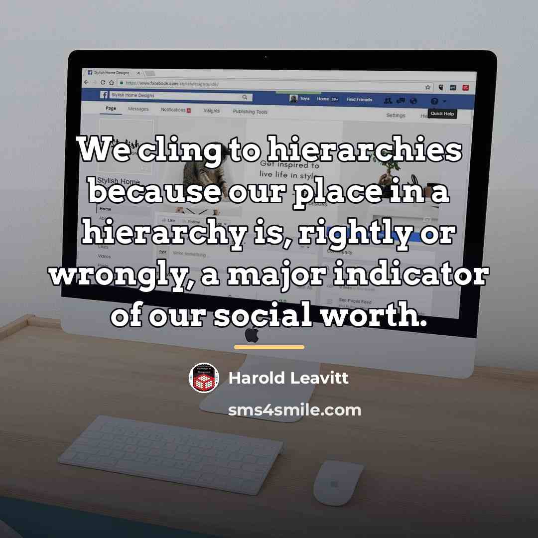 “We cling to hierarchies because our place in a hierarchy…” quote by Harold Leavitt