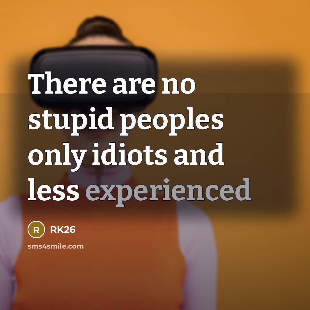 “There are no stupid peoples only idiots and less experienced…” quote by RK26