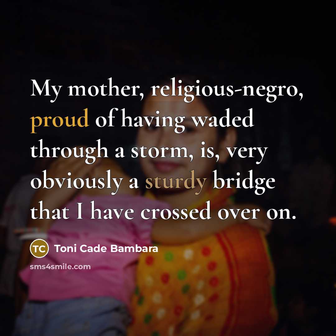 “My mother, religious-negro, proud of having waded through a storm,…” quote by Toni Cade Bambara