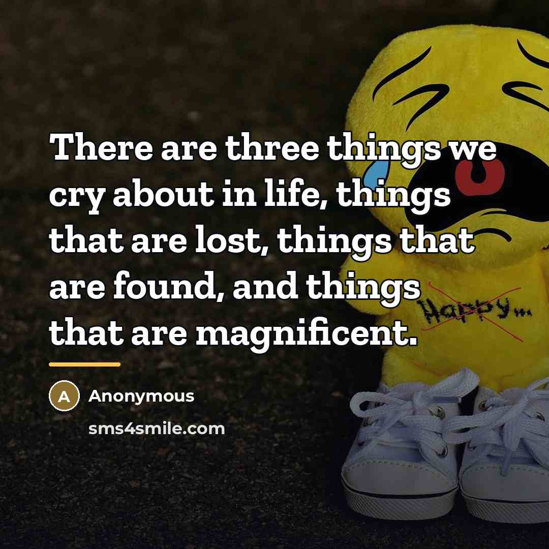 “There are three things we cry about in life, things…” quote by Anonymous