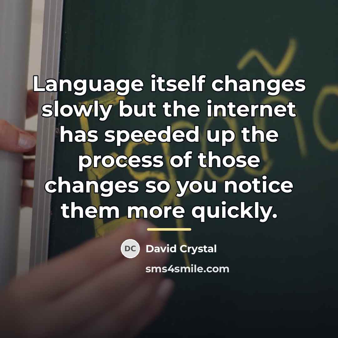 “Language itself changes slowly but the internet has speeded up…” quote by David Crystal