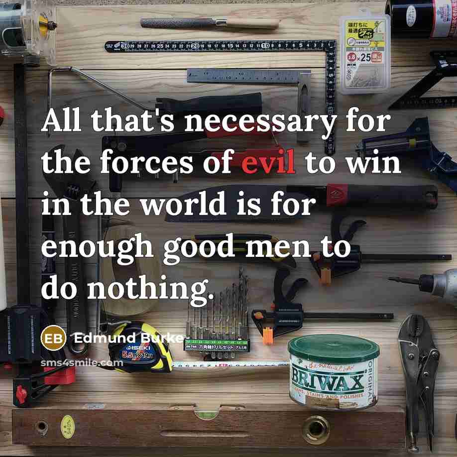 “All that's necessary for the forces of evil to win…” quote by Edmund Burke