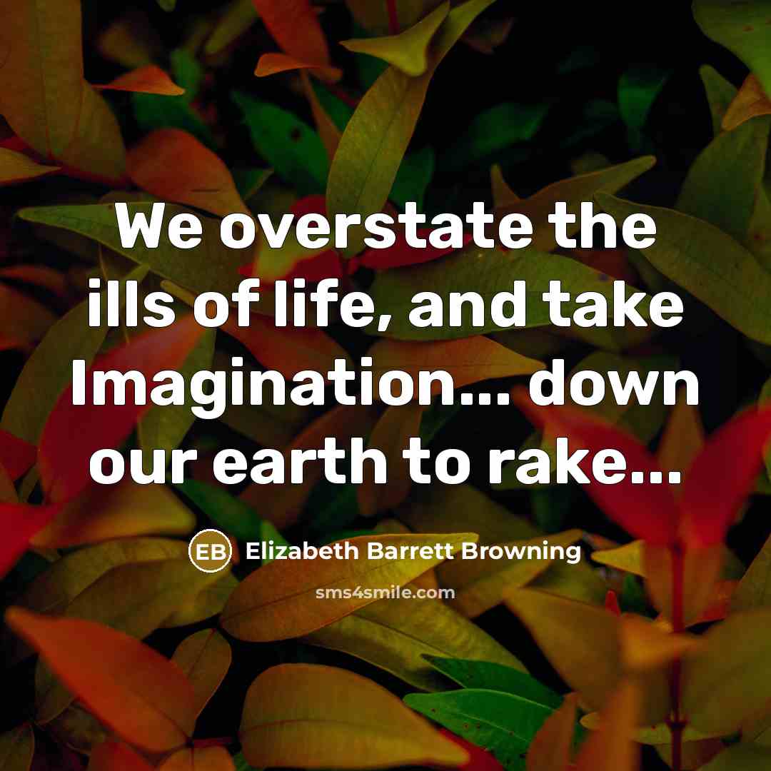 “We overstate the ills of life, and take Imagination... down…” quote by Elizabeth Barrett Browning