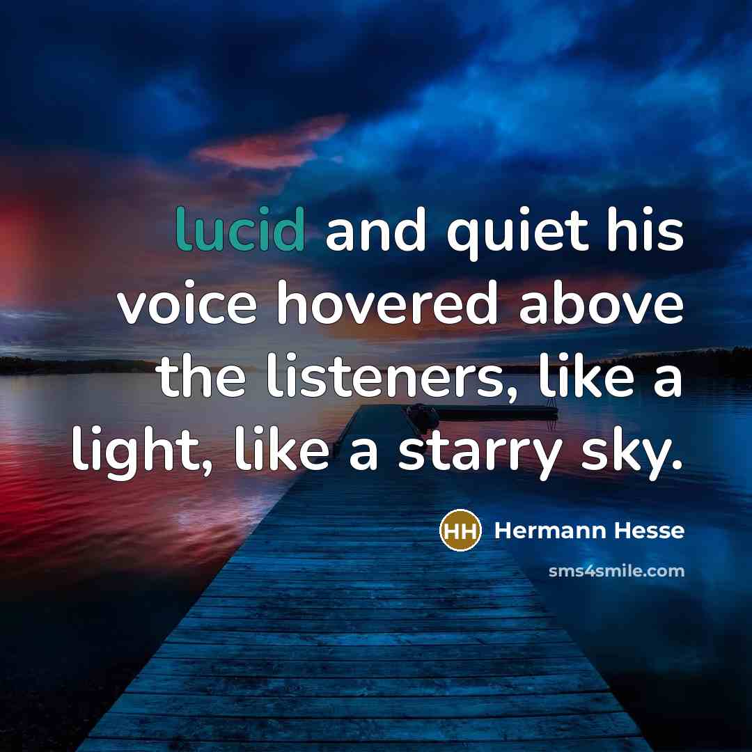 “lucid and quiet his voice hovered above the listeners, like…” quote by Hermann Hesse