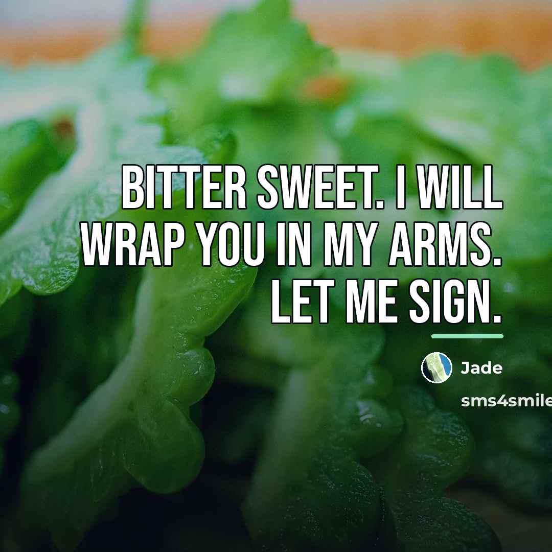 “Bitter sweet. I will wrap you in my arms. Let…” quote by Jade