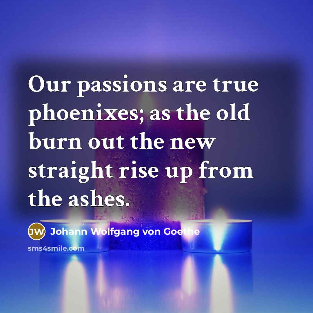 “Our passions are true phoenixes; as the old burn out…” quote by Johann Wolfgang von Goethe