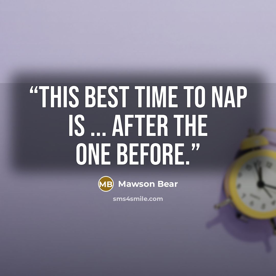 “This best time to Nap is ... after the one before.” quote by Mawson Bear
