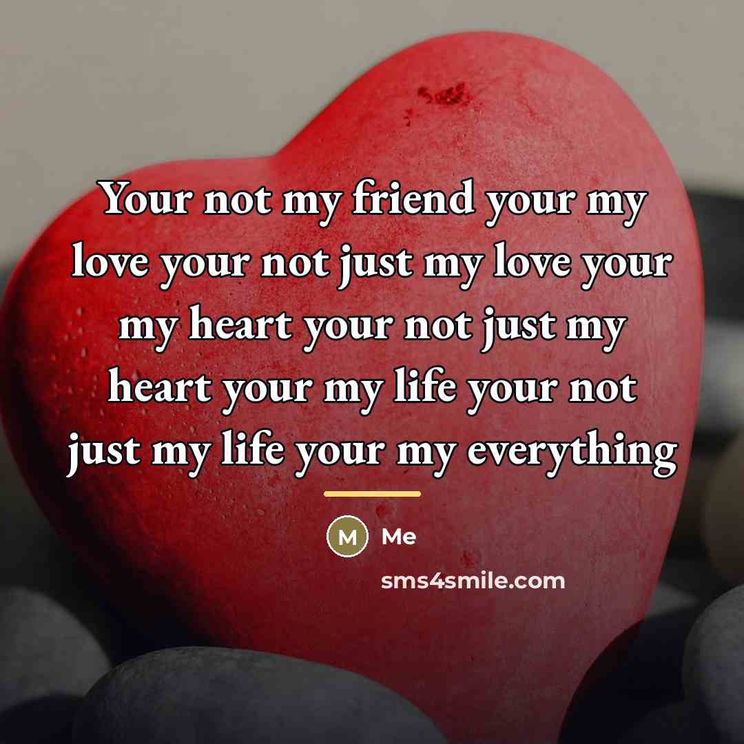 “Your not my friend your my love your not just…” quote by Me
