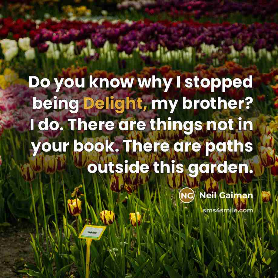 “Do you know why I stopped being Delight, my brother?…” quote by Neil Gaiman