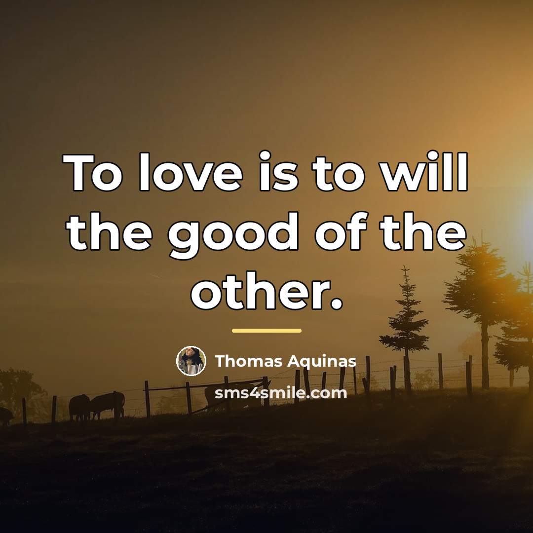 “To love is to will the good of the other.…” quote by Thomas Aquinas
