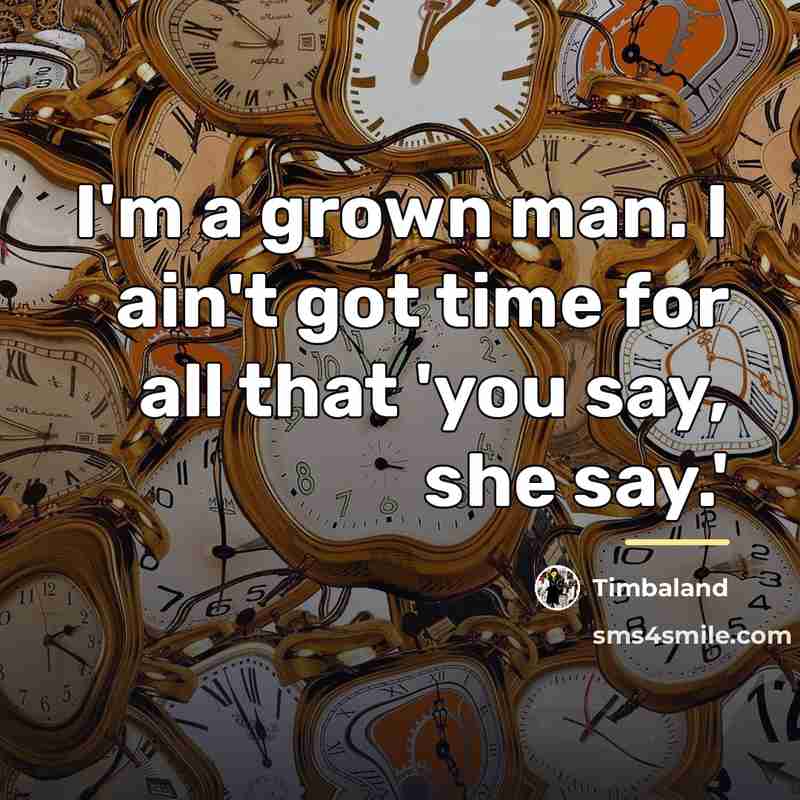 “I'm a grown man. I ain't got time for all…” quote by Timbaland