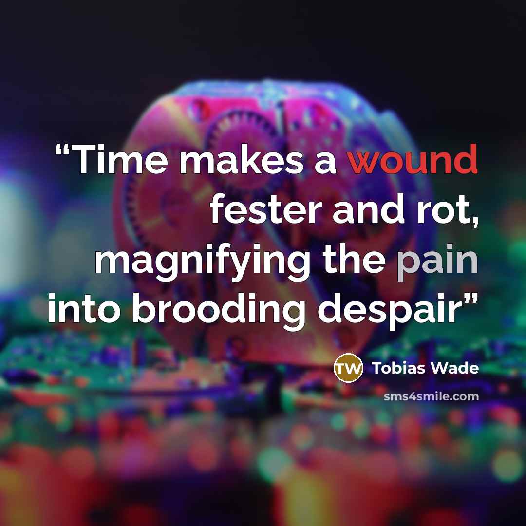 “Time makes a wound fester and rot, magnifying the pain into brooding despair” quote by Tobias Wade