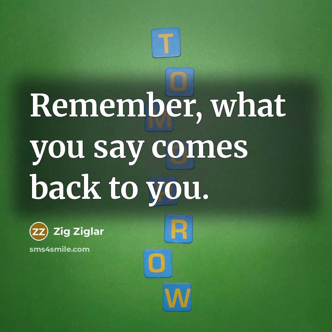 “Remember, what you say comes back to you.…” quote by Zig Ziglar