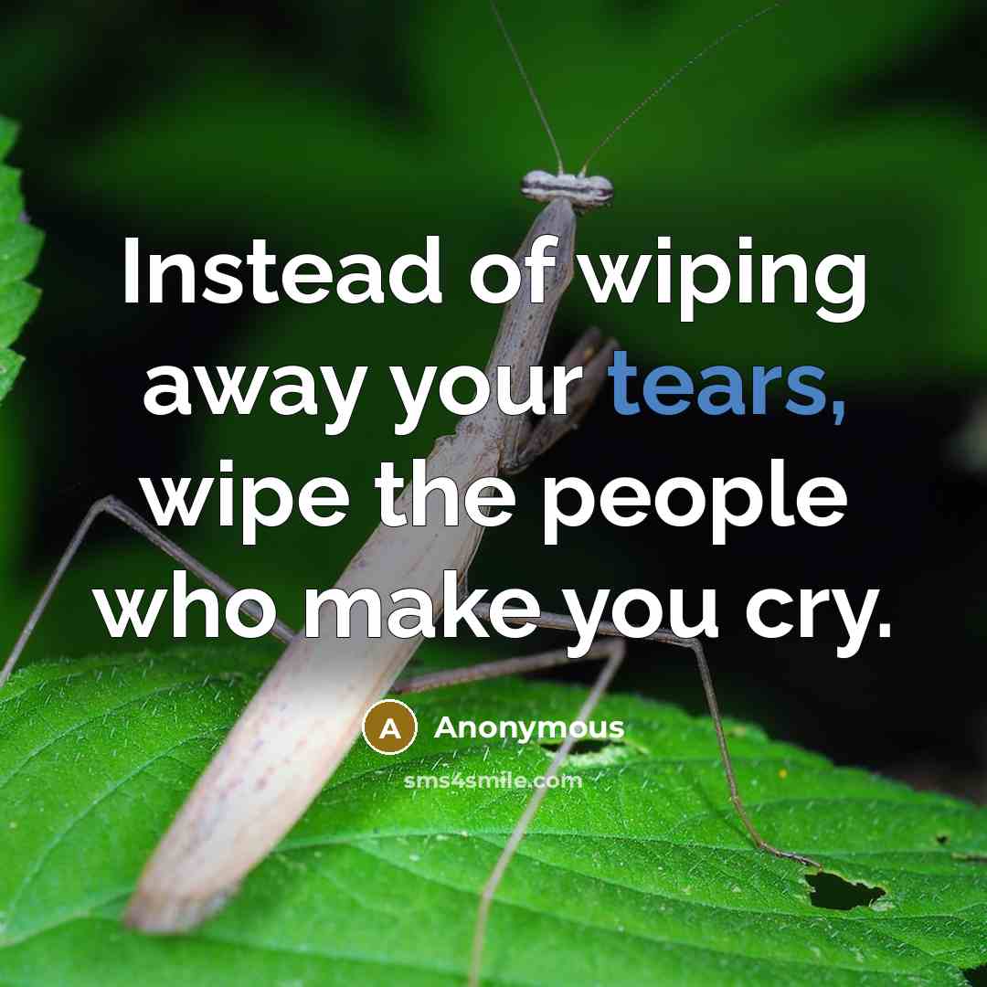 “Instead of wiping away your tears, wipe the people who…” quote by Anonymous