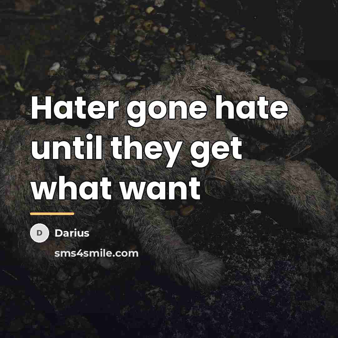 “Hater gone hate until they get what want…” quote by Darius