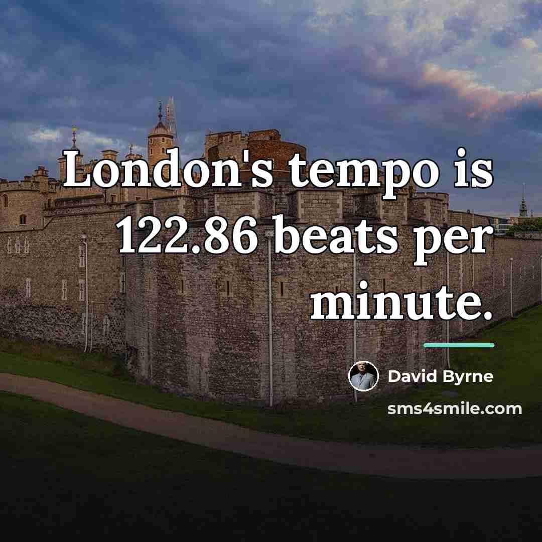 “London's tempo is 122.86 beats per minute.…” quote by David Byrne