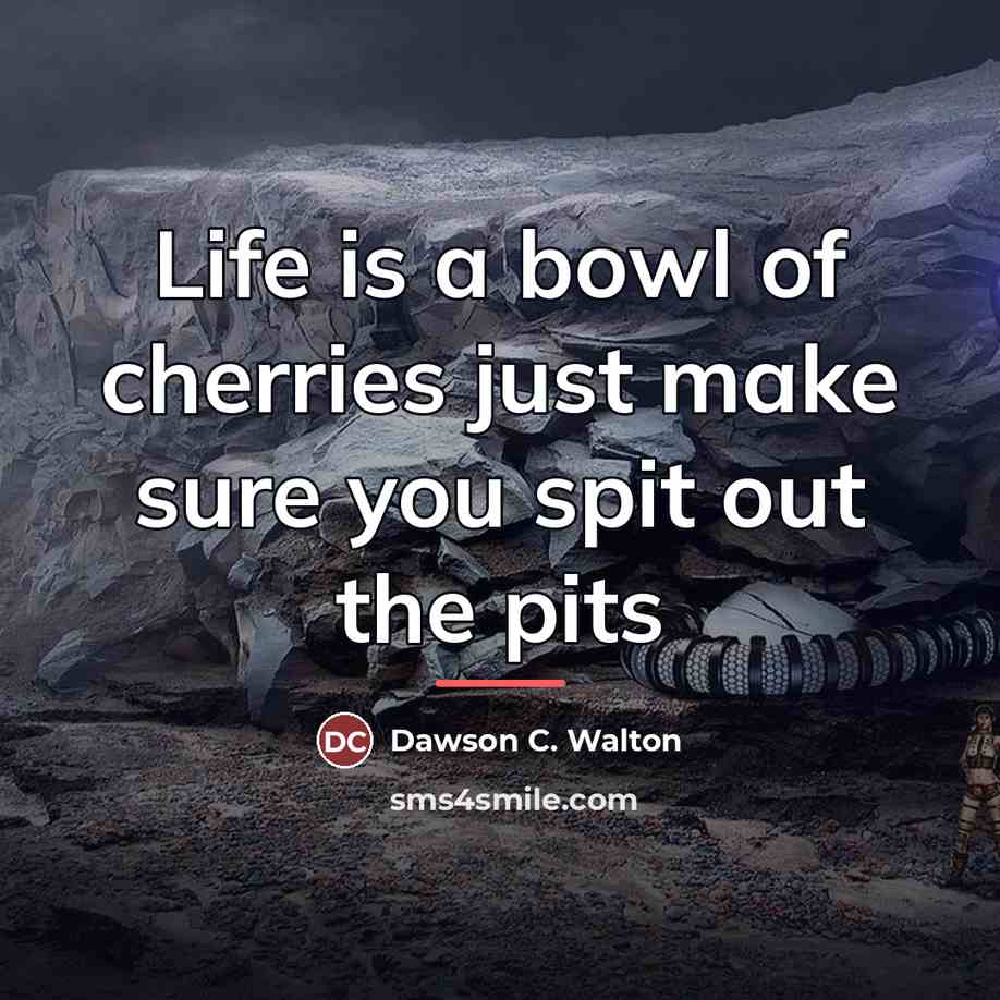 “Life is a bowl of cherries just make sure you…” quote by Dawson C. Walton